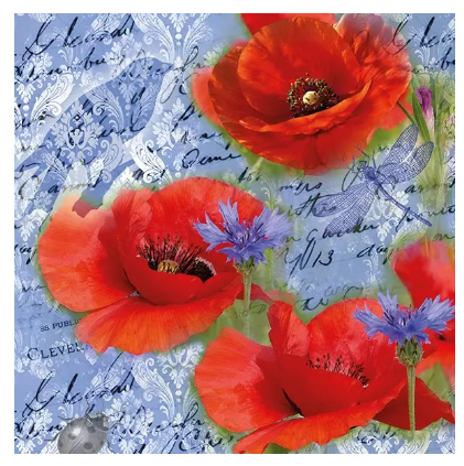 Painted Poppies Blue