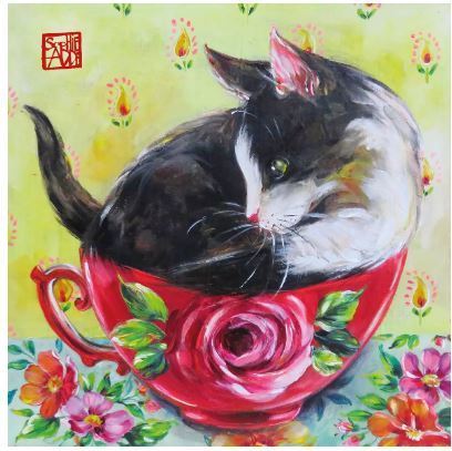 chat  en rose  Katze