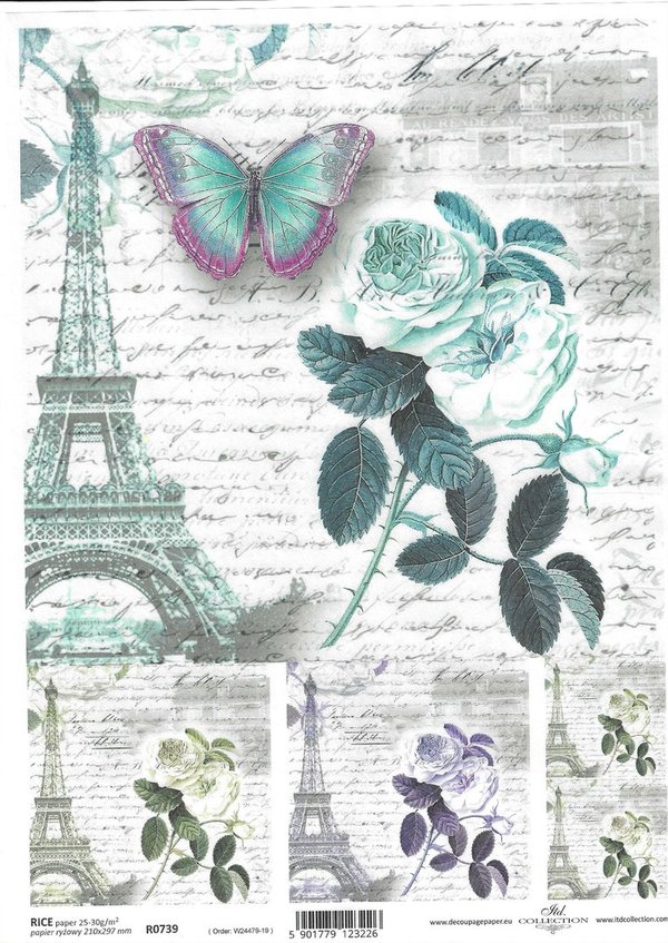 Reispapier Paris Blume 0739