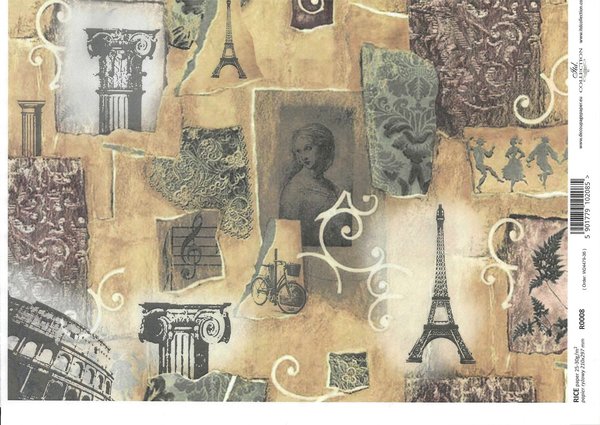 Reispapier Antik Paris 0008