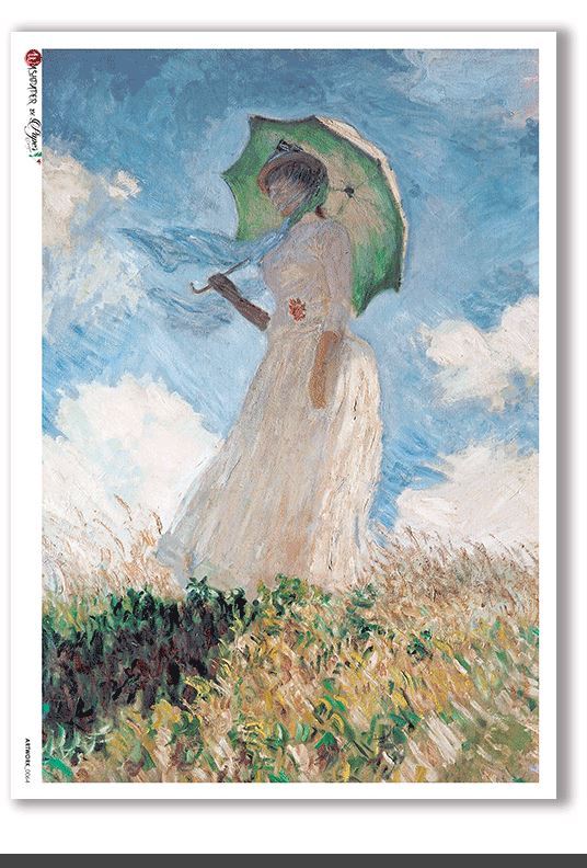 Reispapier Monet Frau mit Regenschirm 0064  A4