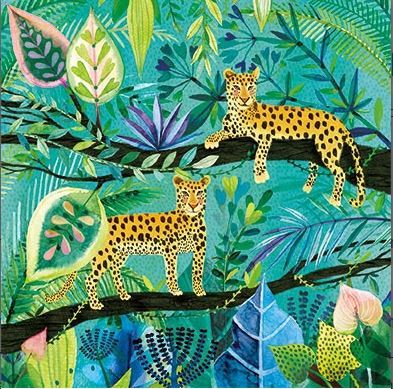 Postkarte "Geparden im Dschungel"  Glitzer