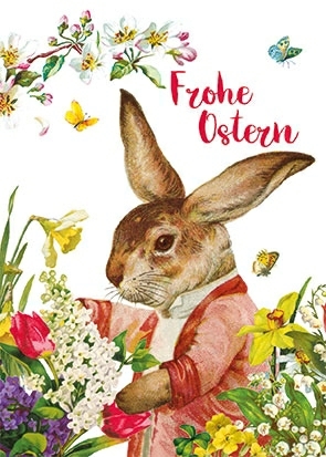 Postkarte   Frohe Ostern (Nostalgischer Hase)
