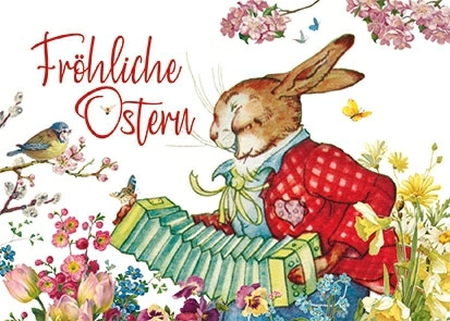 Postkarte   Fröhliche Ostern (Musizierender Hase)