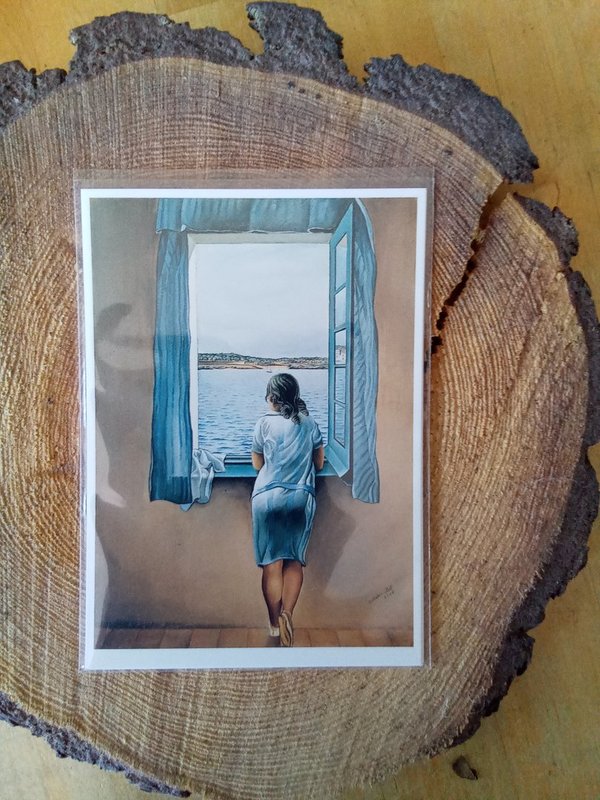 Postkarte  Künstler-Postkarte Frau am Fenster