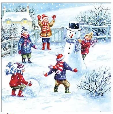 Snowfun Kinder und Schneemann